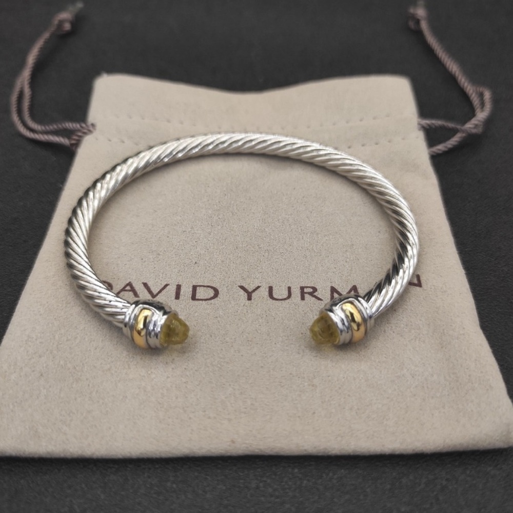 David Yurman 7 mm Silver Cable Cuff with Yellow Citrine Tips
